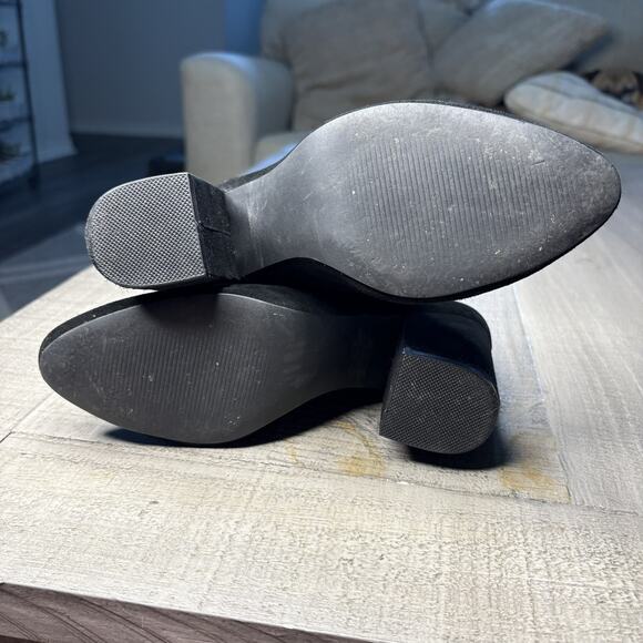 STEVE MADDEN Women 6.5 Rookie Black Suede Block Heel Ankle Booties - Picture 6 of 8